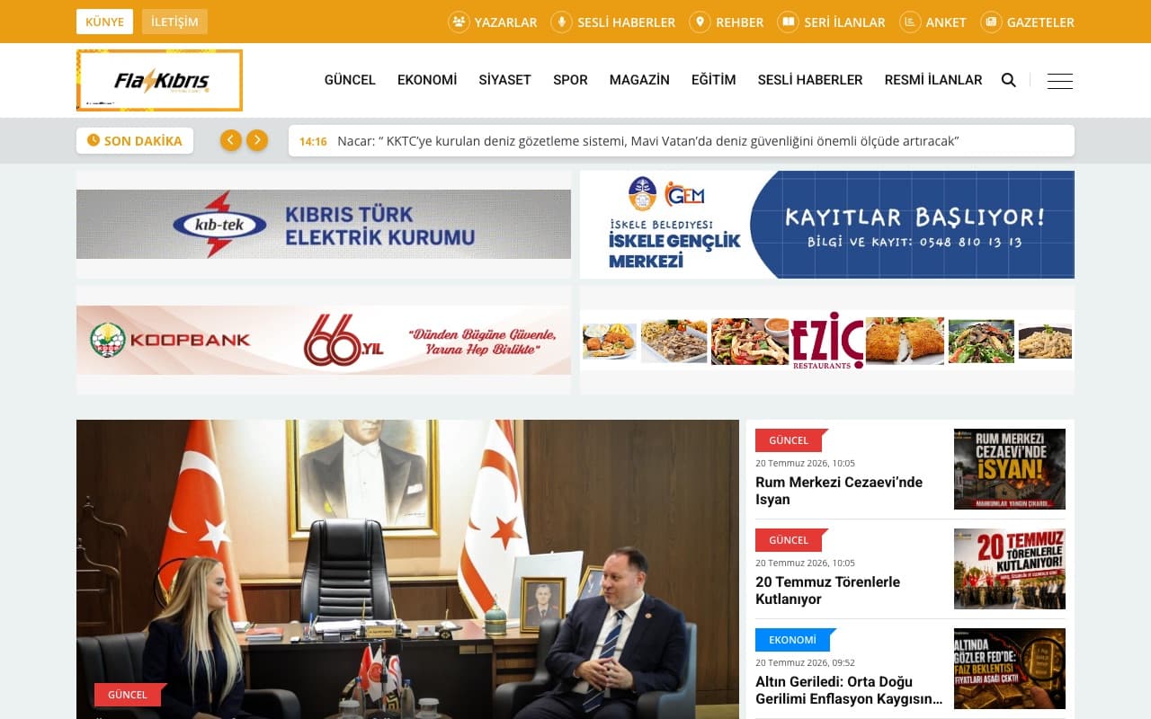 Flaş Kıbrıs web sitesi önizlemesi